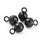 304 Stainless Steel Charms, Round, Textured, Electrophoresis Black, 7.8x5mm, Hole: 1.8mm
