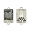 Alloy Glass Links connectors, Faceted, Rectangle, Platinum, Gray, 21x12x6mm, Hole: 1.5mm