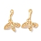Brass Micro Pave Clear Cubic Zirconia Pendants, Cadmium Free & Nickel Free & Lead Free, Leaf, Real 18K Gold Plated, 20x14x5mm, Hole: 1.5mm