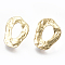 Brass Stud Earring Findings, Cadmium Free & Nickel Free & Lead Free, with Loop, Real 18K Gold Plated, 17.5x14.5mm, Hole: 2.5mm, Pin: 0.7mm