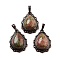 Natural Unakite Teardrop Pendants, Red Copper Tone Brass Charms, 28.5x20.5x7mm, Hole: 8x5mm
