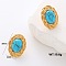 Stainless Steel Oval Stud Earrings, with Synthetic Turquoise, Golden, 30x22mm