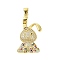 Rack Plating Brass Micro Pave Cubic Zirconia Pendants, Cadmium Free & Lead Free, Long-Lasting Plated, Rabbit, Real 18K Gold Plated, Colorful, 32x17x8mm, Hole: 4x3mm