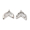 Brass Charms, Cadmium Free & Nickel Free & Lead Free, Fishtail Charm, Real Platinum Plated, 10x11x2mm, Hole: 1x1.7mm