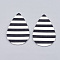Imitation Leather Big Pendants, teardrop, White, 56x36x1mm, Hole: 1.2mm