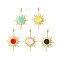 PVD Vacuum Plating 304 Stainless Steel Enamel Pendants, Light Gold, Sun, Mixed Color, 28x17.5x4mm, Hole: 2.4mm