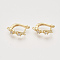 Brass Cubic Zirconia Hoop Earring Findings with Latch Back Closure, Nickel Free, with Horizontal Loop, Real 18K Gold Plated, 17x4x13.5mm, Hole: 1.4mm, Pin: 0.8x1mm