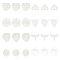80Pcs 8 Style 201 Stainless Steel Filigree Pendants, Etched Metal Embellishments, Mixed Shapes, Stainless Steel Color, 21.5x27x0.3mm, Hole: 1.2mm, 10pcs/style