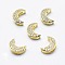 Brass Micro Pave Cubic Zirconia Pendants, Multi-strand Links, Cadmium Free & Nickel Free & Lead Free, Moon, Golden, 8x6x3mm, Hole: 1x2.5mm