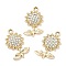 UV Plating Alloy Rhinestone Pendants, Cadmium Free & Lead Free, Sunflower Charms, Golden, 23.5x14x3mm, Hole: 2mm