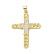 Brass Micro Pave Clear Cubic Zirconia Pendants, Cadmium Free & Nickel Free & Lead Free, Real 18K Gold Plated, Cross, Cross, 36x26x2.5mm, Hole: 5x3.5mm