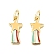 Brass Enamel Charms, with Jump Rings, Rack Plating, Real 18K Gold Plated, Lead Free & Cadmium Free, Long-Lasting Plated, Star, 15x7x2mm, Hole: 3.3mm