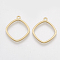Smooth Surface Alloy Open Back Bezel Pendants, For DIY UV Resin, Epoxy Resin, Pressed Flower Jewelry, Rhombus, Matte Gold Color, 22.5x20x1.5mm, Hole: 1.5mm
