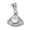 Micro Pave Cubic Zirconia Pendants, Fan, 19x17x6mm, Hole: 1.5x4.5mm