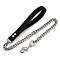 304 Stainless Steel Chains, with Zinc Alloy Clasp and Cowhide, Black, 83x2.3cm