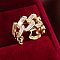Brass Micro Pave Cubic Zirconia Open Cuff Rings, Golden, Inner Diameter: 18mm