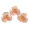 Glass Beaded Cabochons, Cluster Beads, with Golden Plated Brass Perforated Disc Settings, Flower, Light Salmon, 14x40x34mm