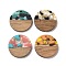 Transparent Resin & Walnut Wood Pendants, with Gold Foil, Flat Round Charm, Mixed Color, 28x3mm, Hole: 2mm