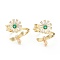 Brass Micro Pave Cubic Zirconia Cuff Rings, Open Rings, Long-Lasting Plated, Flower, Colorful, Real 18K Gold Plated, 2~25mm, Inner Diameter: 18mm