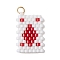 Cylinder Seed Flat Round Pendants, Playing Card, with 304 Stainless Steel Open Jump Rings, Rhombus, 24x14x2mm, Hole: 2mm