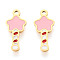 304 Stainless Steel Enamel Charms, Ion Plating(IP), Star Magic Wand Charm, Real 14K Gold Plated, Pink, 14x6x0.9mm, Hole: 1mm