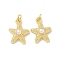 Brass with ABS Imitation Pearl Pendants, Cadmium Free & Lead Free, Star Charms, With Jump Rings, Real 18K Gold Plated, 18x14x5.4mm, Hole: 3mm