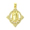 Brass Micro Pave Clear Cubic Zirconia Pendants, Cadmium Free & Nickel Free & Lead Free, Rhombus with Goddess, Real 18K Gold Plated, 33x26.5x2.5mm, Hole: 4x3mm