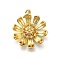 Brass Micro Pave Clear Cubic Zirconia Pendants, Cadmium Free & Nickel Free & Lead Free, Daisy Charms, Real 18K Gold Plated, 21.5x19.5x4mm, Hole: 3mm