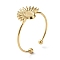 304 Stainless Steel Open Cuff Ring Components, Bezel Cup Ring Settings, Sunflower with Oval Tray, Real 14K Gold Plated, Inner Diameter: 18mm, Tray: 4x3mm