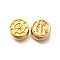 Ion Plating(IP) 304 Stainless Steel Beads, Flat Round with Anchor & Helm, Real 18K Gold Plated, 11x5mm, Hole: 2mm