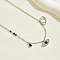 Brass Micro Pave Cubic Zirconia Pendant Necklace for Women, Evil Eye, Silver, 17.13 inch(43.5cm)x50mm extender