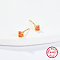 Golden Sterling Silver Micro Pave Cubic Zirconia Stud Earring, Square, Orange, 3.2x3.2mm