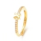 Clear Cubic Zirconia Initial Letter Adjustable Ring, Golden Brass Jewelry for Women, Cadmium Free & Lead Free, Letter.X, Inner Diameter: 18mm