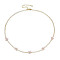 Cubic Zirconia Classic Tennis Necklace with Flower Links, Golden Brass Jewelry for Women, Pink, 14.37 inch(36.5cm)