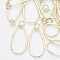 Alloy Pendants, with Jump Rings, Teardrop, Light Gold, 47x26x2mm, Hole: 7mm, Jump Ring: 10x1mm