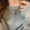 Staniless Steel 3D Cube Bead Heart Pendant Necklaces, Classic European Style Women's Jewelry, Stainless Steel Color, 16.54 inch(42cm)
