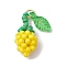 Glass Seed Beaded Rose Pendants, with Real 18K Gold Plated 304 Stainless Steel Jump Rings and Acrylic Leaf, Yellow, 18x8x7.5mm