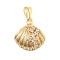 Brass Pendants, Cadmium Free & Lead Free, with Micro Pave Cubic Zirconia, Shell Shape, Golden, 20x18x6.5mm, Hole: 3.5x6mm