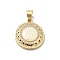 Brass Micro Pave Clear Cubic Zirconia Pendants, with Sythetic Opal, Flat Round, Cadmium Free & Lead Free, Real 18K Gold Plated, 19x16.5x3.5mm, Hole: 4.5x3.5mm