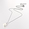 304 Stainless Steel Shell Pearl Beaded Pendant Necklaces, with Stainless Steel Spring Ring Clasps, Stainless Steel Color, 15.7 inch(40cm)