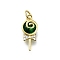 Brass Micro Pave Cubic Zirconia Pendants, Lollipop Charms, With Jump Ring, Long-Lasting Plated, Lead Free & Cadmium Free, Real 18K Gold Plated, Dark Green, 17.5x7.5x4mm, Hole: 3mm