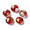 Handmade Lampwork Beads, with Gold & Silver Foil, Oval, Dark Red, 11~12x11.5~12.5x7~7.5mm, Hole: 2mm