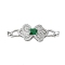 Bowknot Brass Micro Pave Cubic Zirconia Fold Over Clasps, with Glass, Long-Lasting Plated, Cadmium Free & Lead Free, Rack Plating, Platinum, 51mm