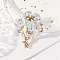 Lily Alloy Enamel Brooches, with Acrylic Beads and Rhinestone, Blue, 55x45mm