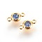 304 Stainless Steel Rhinestone Links connectors, Flat Round, Golden, Light Sapphire, 12x6.5x4mm, Hole: 2mm