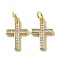 Brass Micro Pave Clear Cubic Zirconia Pendants, Long-Lasting Plated, with Jump Ring, Cross, Real 18K Gold Plated, 17x11x2mm, Jump Ring: 5x1mm, Inner Diameter: 3mm