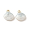 304 Stainless Steel Enamel Charms, with ABS Plastic Imitation Pearl, Ion Plating(IP), Shell Charm, Real 18K Gold Plated, 14.5x14x6mm, Hole: 1.8mm