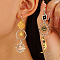 Alloy & Brass Sun with Moon Dangle Earrings, Left and Right, Antique Silver & Antique Golden, 73x20mm
