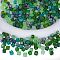 2 Bags Imitation Artificial Crystal Glass Beads, Faceted Cube, Mixed Style, Green, 6x6x6mm, Hole: 1.2mm, about 100pcs/bag