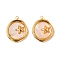 304 Stainless Steel Pave Natural Shell Pendants, Golden, Flat Round with Starfish, 19x15.5x3mm, Hole: 1.5mm